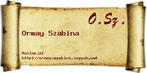 Ormay Szabina névjegykártya